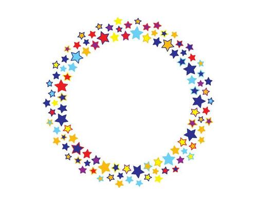 Start decoration frame in vector. Stars abstract round border.