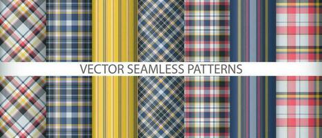 Set background check pattern. Seamless plaid texture. Textile tartan vector fabric.