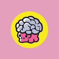 Brain icon illustration , cartoon, isolated on solid color vector