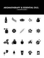 Aromatherapy And Essential Oils Icon Set In Glyph Style. vector