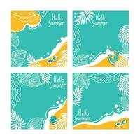 Flyer set with summer illustration for your text.  Summer beach. Vector. vector