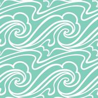 Waves in the ocean, abstract illustration on blue background. Summer ptint. Seamless pattern for fabric, wrapping, textile, wallpaper, apparel. Vector. vector