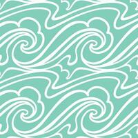 Waves in the ocean, abstract illustration on blue background. Summer ptint. Seamless pattern for fabric, wrapping, textile, wallpaper, apparel. Vector. vector