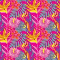 Exotic flowers and plants. Hummingbird, summer print. Seamless pattern for fabric, wrapping, textile, wallpaper, clothes. Vector. vector