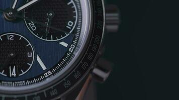 Close Up Of Stylish Luxury Man Wrist Watch With Moving Hand And Multiple Dials. video