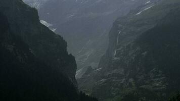 Gorge, Waterfalls and Mountain Range near Grindelwald, Switzerland video