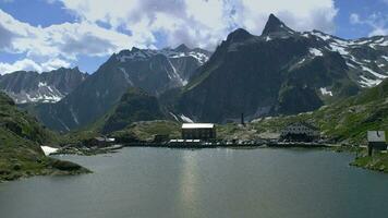 Great St Bernard Pass and the Great Saint Bernard Lake. Swiss and Italian Alpine Border video