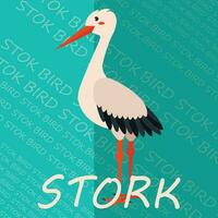 Poster, banner with stork bird and text. Poster layout design. Letters. vector