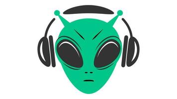 cabeza alienígena con auriculares dj vector