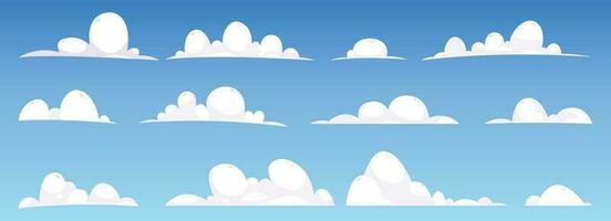 Cartoon clouds collection vector illustration isolated on white background