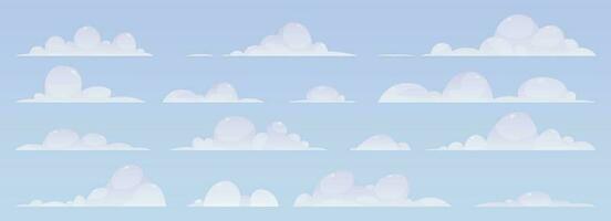 Cartoon clouds collection vector illustration isolated on white background