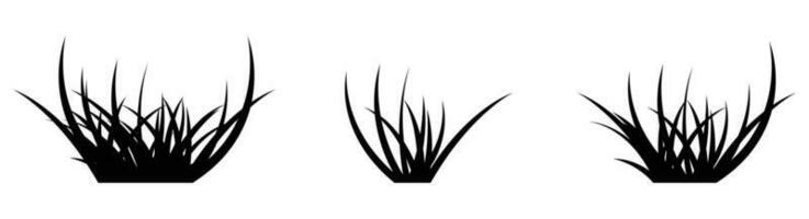 Cartoon silhouette grass leaves collection vector illustration isolated on white