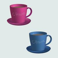 3d realista vector aislado blanco tazas de café, capuchino, americano, Café exprés, moca, latté, cacao, blanco blanco taza adecuado para colocación logo o texto