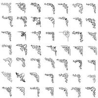 Vector illustration of decorative corner frame set. Set Hand Draw of Corners Different Shapes Flower Decoration Vector Design Doodle Sketch Style For Wedding And Banner