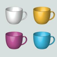 3d realistic vector isolated white cups of coffee, cappuccino, americano, espresso, mocha, latte, cocoa, blank white cup suitable for placing logo or text