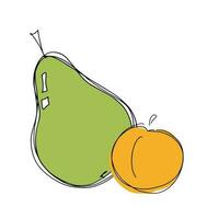 Fruit isolated on white background, linear minimalistic drawing. Simple doodle, cartoon icon. vector