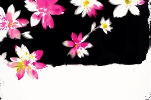 Abstract floral background with different flowers. watercolor painting background. Digital art, photo