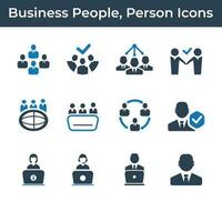 Business people, person flat icon set with blue color vector