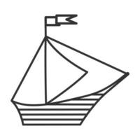 Ship outline icon. Coloring book page for children. Boat vector illustration isolated on white background.