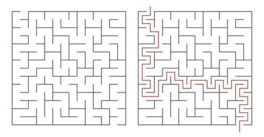 Vector illustration. A design element in the shape of a maze. One entrance, one exit and one right path, but many paths leading to a dead end.