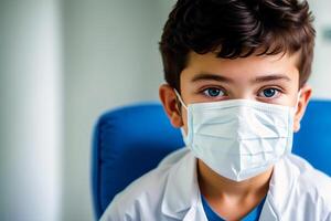 A boy wearing protective mask. COVID 19. Mask-Wearing with Confidence. photo