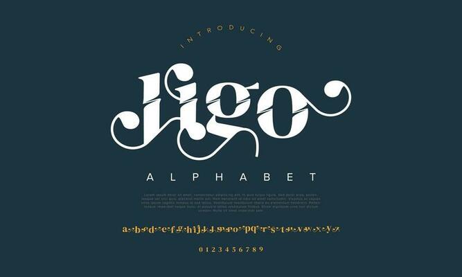Ligo elegant alphabet letters font and number. Classic Lettering Minimal Fashion Designs. Typography modern serif fonts decorative vintage design concept. vector illustration