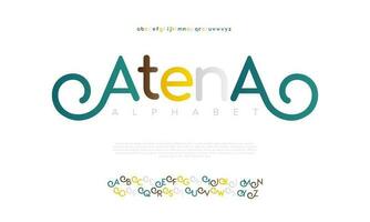 Atena abstract digital technology logo font alphabet. Minimal modern urban fonts for logo, brand etc. Typography typeface uppercase lowercase and number. vector illustration