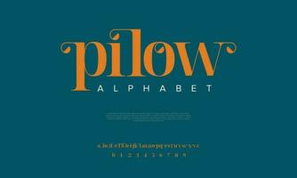 Pilow abstract digital technology logo font alphabet. Minimal modern urban fonts for logo, brand etc. Typography typeface uppercase lowercase and number. vector illustration