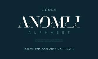 Anomli abstract digital technology logo font alphabet. Minimal modern urban fonts for logo, brand etc. Typography typeface uppercase lowercase and number. vector illustration