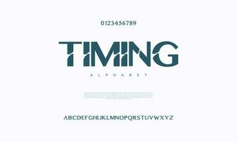 Timing abstract digital technology logo font alphabet. Minimal modern urban fonts for logo, brand etc. Typography typeface uppercase lowercase and number. vector illustration