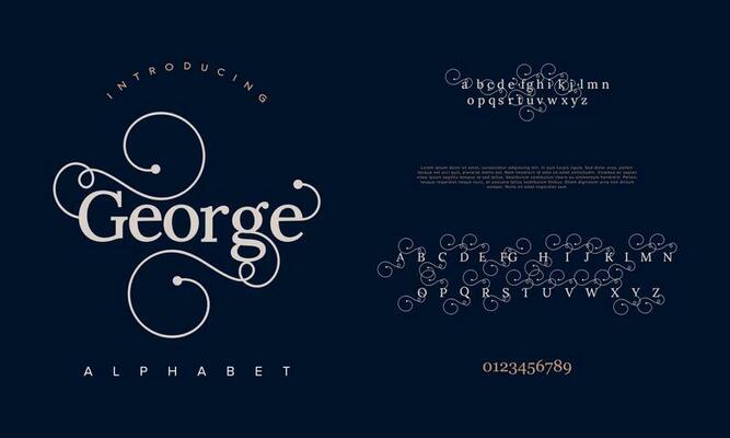 George elegant alphabet letters font and number. Classic Lettering Minimal Fashion Designs. Typography modern serif fonts decorative vintage design concept. vector illustration