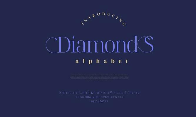 Diamonds elegant alphabet letters font and number. Classic Lettering Minimal Fashion Designs. Typography modern serif fonts decorative vintage design concept. vector illustration