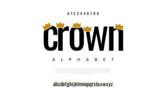 Crown abstract digital technology logo font alphabet. Minimal modern urban fonts for logo, brand etc. Typography typeface uppercase lowercase and number. vector illustration