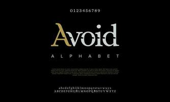 Avoid abstract digital technology logo font alphabet. Minimal modern urban fonts for logo, brand etc. Typography typeface uppercase lowercase and number. vector illustration