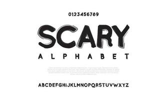 Scary ghost halloween abstract digital technology logo font alphabet. Minimal modern urban fonts for logo, brand etc. Typography typeface uppercase lowercase and number. vector illustration