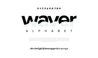 Waver abstract digital technology logo font alphabet. Minimal modern urban fonts for logo, brand etc. Typography typeface uppercase lowercase and number. vector illustration