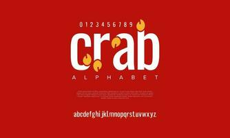 Crab abstract digital technology logo font alphabet. Minimal modern urban fonts for logo, brand etc. Typography typeface uppercase lowercase and number. vector illustration