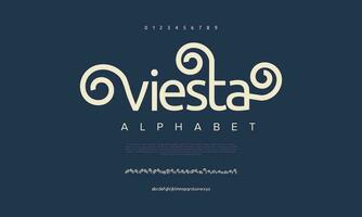 Viesta abstract digital technology logo font alphabet. Minimal modern urban fonts for logo, brand etc. Typography typeface uppercase lowercase and number. vector illustration