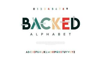 Backed abstract digital technology logo font alphabet. Minimal modern urban fonts for logo, brand etc. Typography typeface uppercase lowercase and number. vector illustration