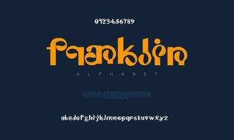 Franklin abstract digital technology logo font alphabet. Minimal modern urban fonts for logo, brand etc. Typography typeface uppercase lowercase and number. vector illustration