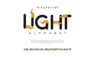 Light abstract digital technology logo font alphabet. Minimal modern urban fonts for logo, brand etc. Typography typeface uppercase lowercase and number. vector illustration