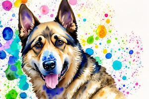 Watercolor painting of the Noble German Shepherd. A Versatile and Loyal Working Companion. photo