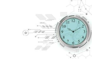 white technology backgroud.analog clock concept.white wallpaper.computer network. vector