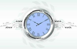 technology analog clock white vector background.computer network.modern wallpaper.