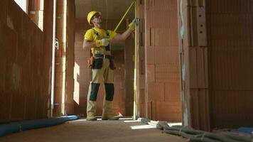 Construction Site General Manager Measuring Building Interior Elements video