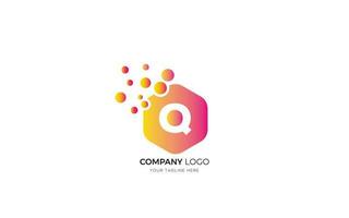 Dots Letter Q Logo. Q Letter Design vector template.