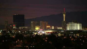 Vegas Streifen Panorama November 9, 2017. szenisch Sonnenuntergang im Stadt von las Vegas, Nevada, vereinigt Zustände von Amerika. video