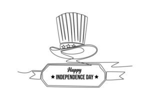 Continuous one line drawing 4th of July. Happy Independence Day concept. Single line draw design vector graphic illustration.