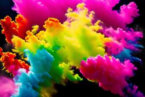 A beautiful Color Powder Explosion. A Color Powder Explosion of Vibrant Energy. Copy space. photo