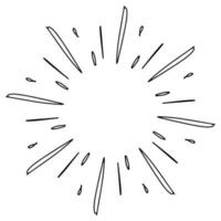 Doodle sketch style of Starburst, sunburst, Element Fireworks Black Rays. Comic explosion effect. Radiating, radial lines. cartoon hand drawn illustration for concept design. vector